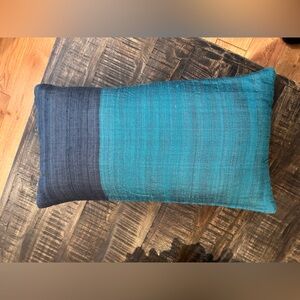 West Elm Silk Lumbar Pillow Blue Textural 12 x 21